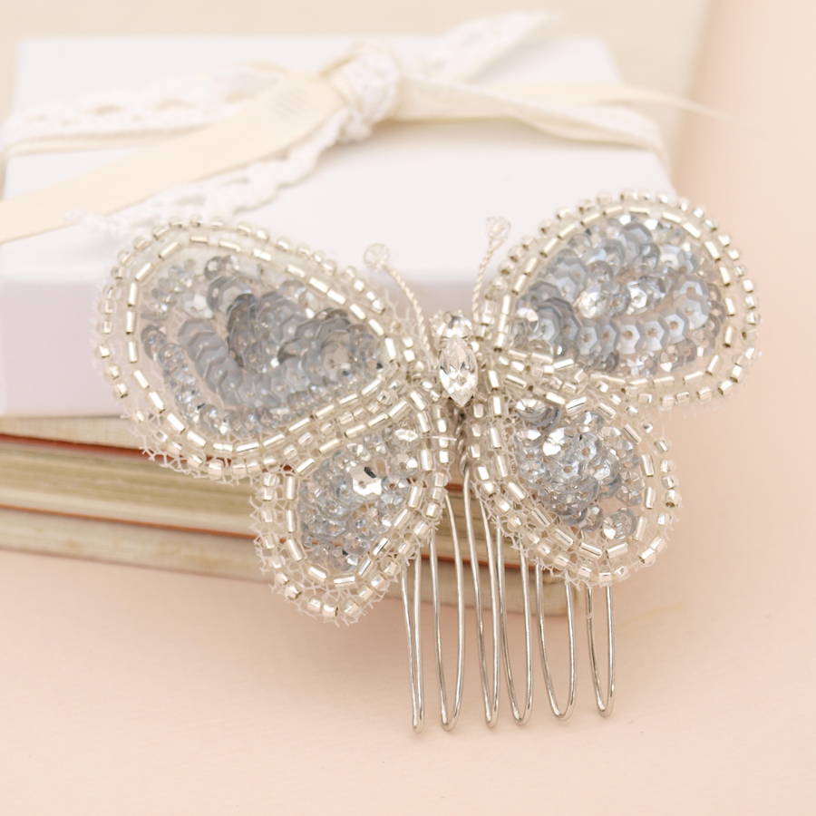 Butterfly Beaded Bridal Hair Comb By Jewellery Made By Me