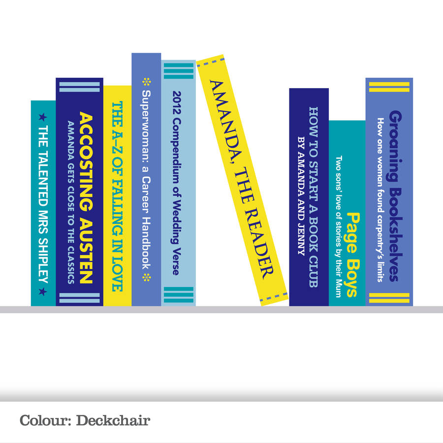 personalised bookshelf print by rosie robins