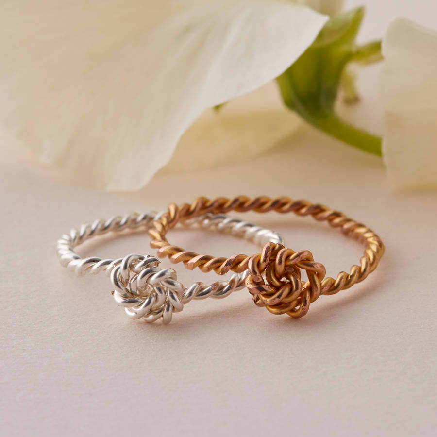 knot ring in silver or gold by storm in a teacup