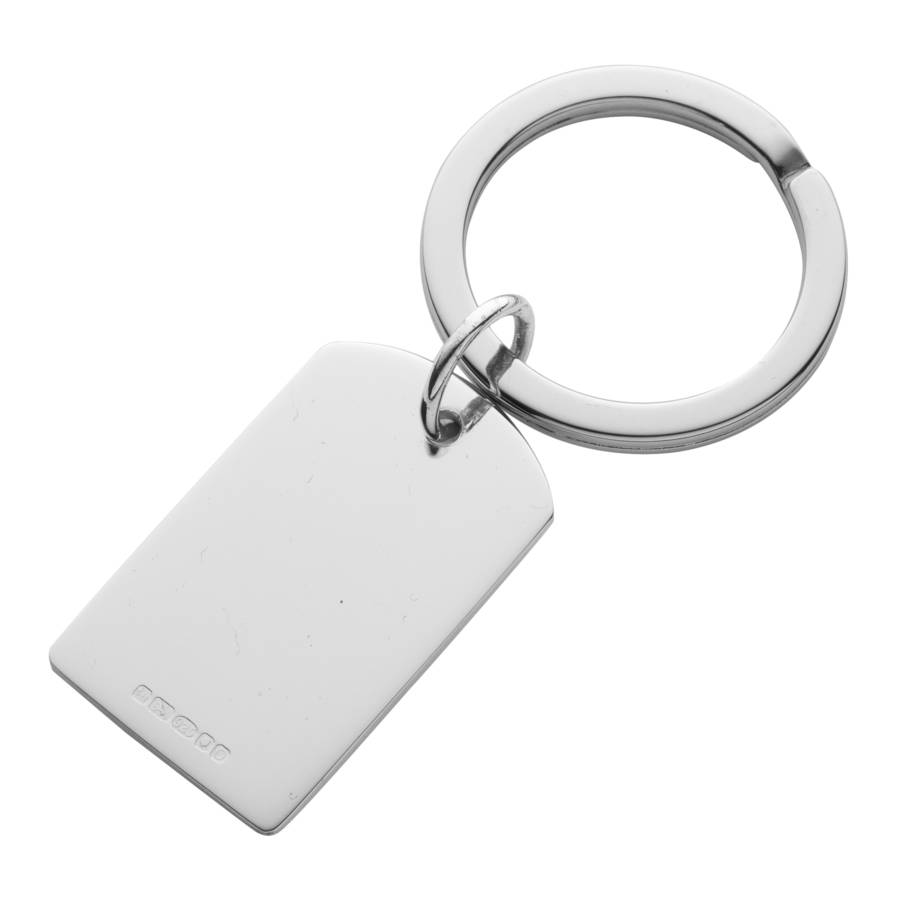 personalised silver dog tag key ring by hersey silversmiths