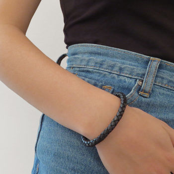 Ladies Personalised Clasp Plaited Leather Bracelet, 3 of 12